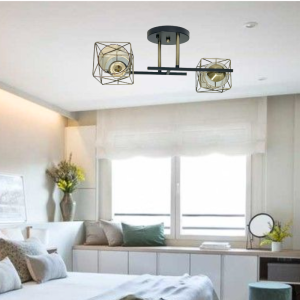 APLIQUE NEGRO-COBRE DOBLE PORTA E27 LED MODELO ZIBAL