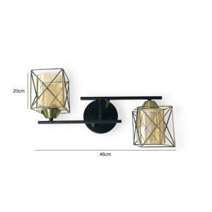 APLIQUE NEGRO-COBRE DOBLE PORTA E27 LED MODELO ZIBAL