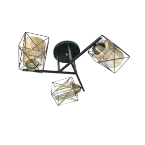 APLIQUE NEGRO-COBRE TRIPLE PORTA E27 LED12 MESES DE GARANTÍA