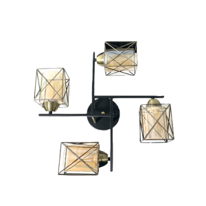 APLIQUE NEGRO-COBRE CUADRUPLE PORTA E27 LED MODELO ZIBAL