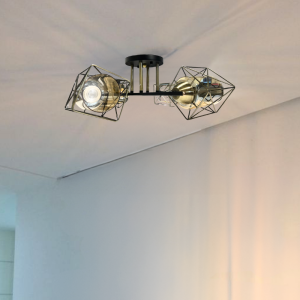 APLIQUE NEGRO-COBRE CUADRUPLE PORTA E27 LED MODELO ZIBAL
