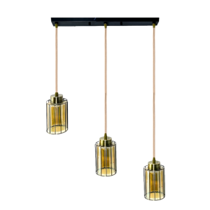 LAMPARA DE TECHO COBRE-AMBAR TRIPLE PORTA AMPOLLETA E27 MODELO YILDUN