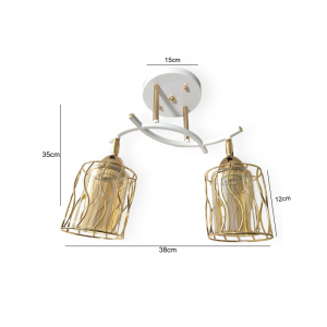 APLIQUE BLANCO-DORADO DOBLE PORTA E27 LED MODELO ZOSMO