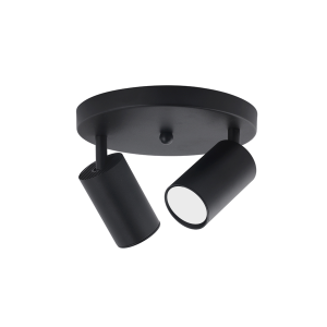 FOCO PORTA GU10 DOBLE BASE REDONDA NEGRO SOBREPUESTO MODELO ALTAIR II