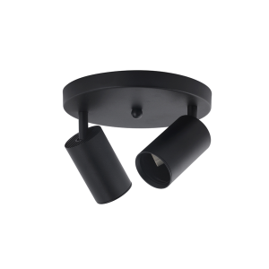 FOCO PORTA GU10 DOBLE BASE REDONDA NEGRO SOBREPUESTO MODELO ALTAIR II