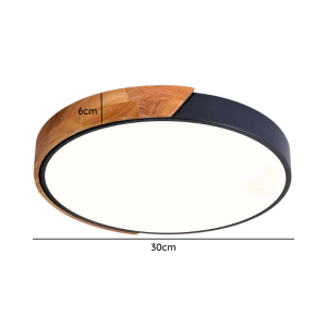 LAMPARA LED MODERNA CON CONTROL REDONDO SOBREPUESTA 24+24W 300MM MADERA Y NEGRO 3000K-4000K-6000K MODELO DIPHDA