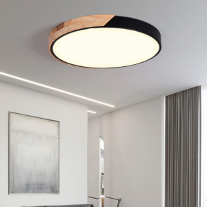 LAMPARA LED MODERNA CON CONTROL REDONDO SOBREPUESTA 36+36W 400MM MADERA Y NEGRO 3000K-4000K-6000K MODELO DIPHDA