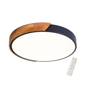 LAMPARA LED MODERNA CON CONTROL REDONDO SOBREPUESTA 24+24W 300MM MADERA Y NEGRO 3000K-4000K-6000K MODELO DIPHDA