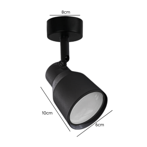 FOCO PORTA GU10 NEGRO SOBREPUESTO LED MODELO HÍADES
