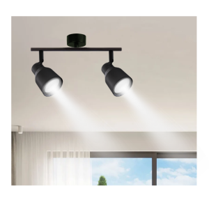 FOCO PORTA GU10 DOBLE NEGRO SOBREPUESTO LED MODELO HÍADES