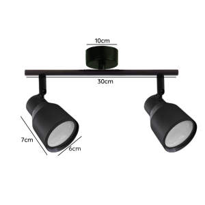 FOCO PORTA GU10 DOBLE NEGRO SOBREPUESTO LED MODELO HÍADES