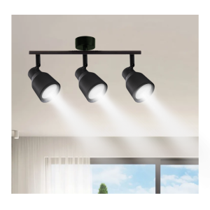FOCO PORTA GU10 TRIPLE NEGRO SOBREPUESTO LED MODELO HÍADES