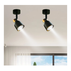 FOCO PORTA GU10 NEGRO-DORADO SOBREPUESTO LED MODELO HÍADES