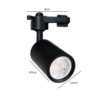 FOCO PORTA GU10 NEGRO A RIEL MONOFASICO MODELO AQUILA