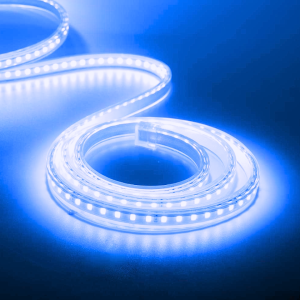 CINTA LED AZUL 2835 120LED 10MM IP65 CORTE CADA 20CM 220V INTERIOR EXTERIOR