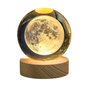 LÁMPARA DE MESA LED BOLA DE CRISTAL 6" LUNA 3000K DC5V USB 1W