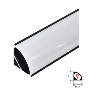 PERFIL 2M NEGRO CON DIFUSOR ESPESOR 0,45MM MODELO 601 ESQUINERO CON TAPA Y HEBILLAS