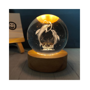 LÁMPARA DE MESA LED BOLA DE CRISTAL 6" DELFIN 3000K DC5V USB 1W