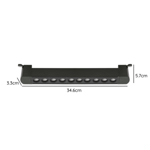 FOCO RIEL MONOFASICO NEGRO 24° MOVIL 20W 220V 4000K CYGNUS