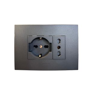 Enchufe Schuko + Enchufe Simple Bipaso 10/16A (Grafito) premium