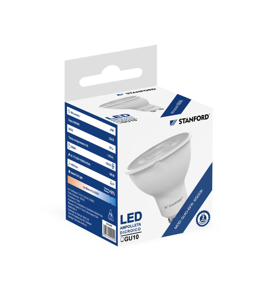 Ampolleta Led Dicroica GU-10 Prismática STANFORD (Fría) 6W