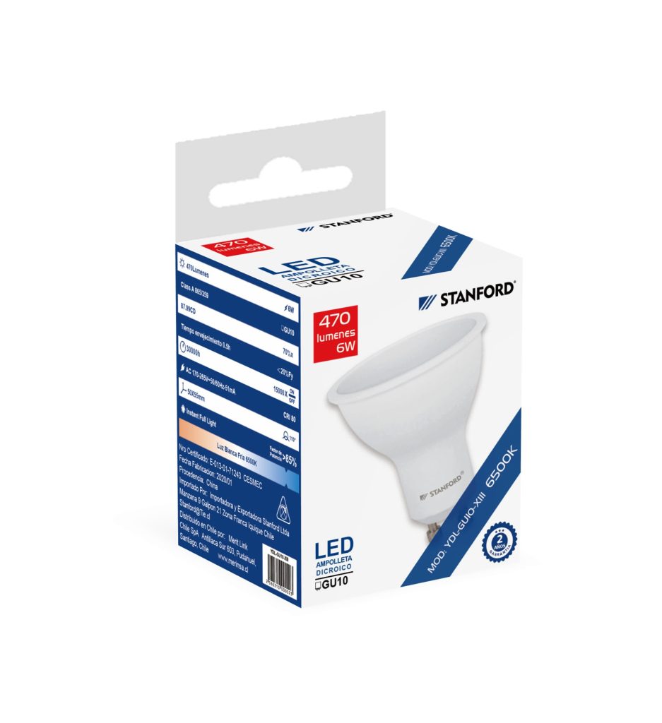Ampolleta Led Dicroica GU10 Empavonad STANFORD (Fría) 6W