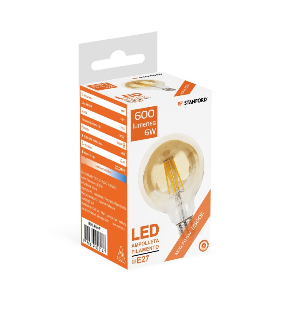 Ampolleta Led Globo Vintage 6W E-27 Stanford