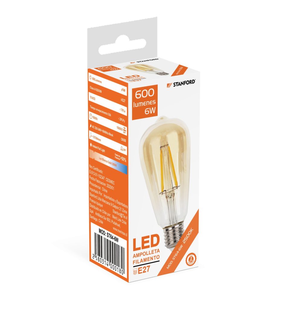 Ampolleta led Globo Vintage (Cálida) 6W E47 Stanford
