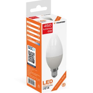 Ampolleta Led Vela STANFORD E14 (Cálida) 6W