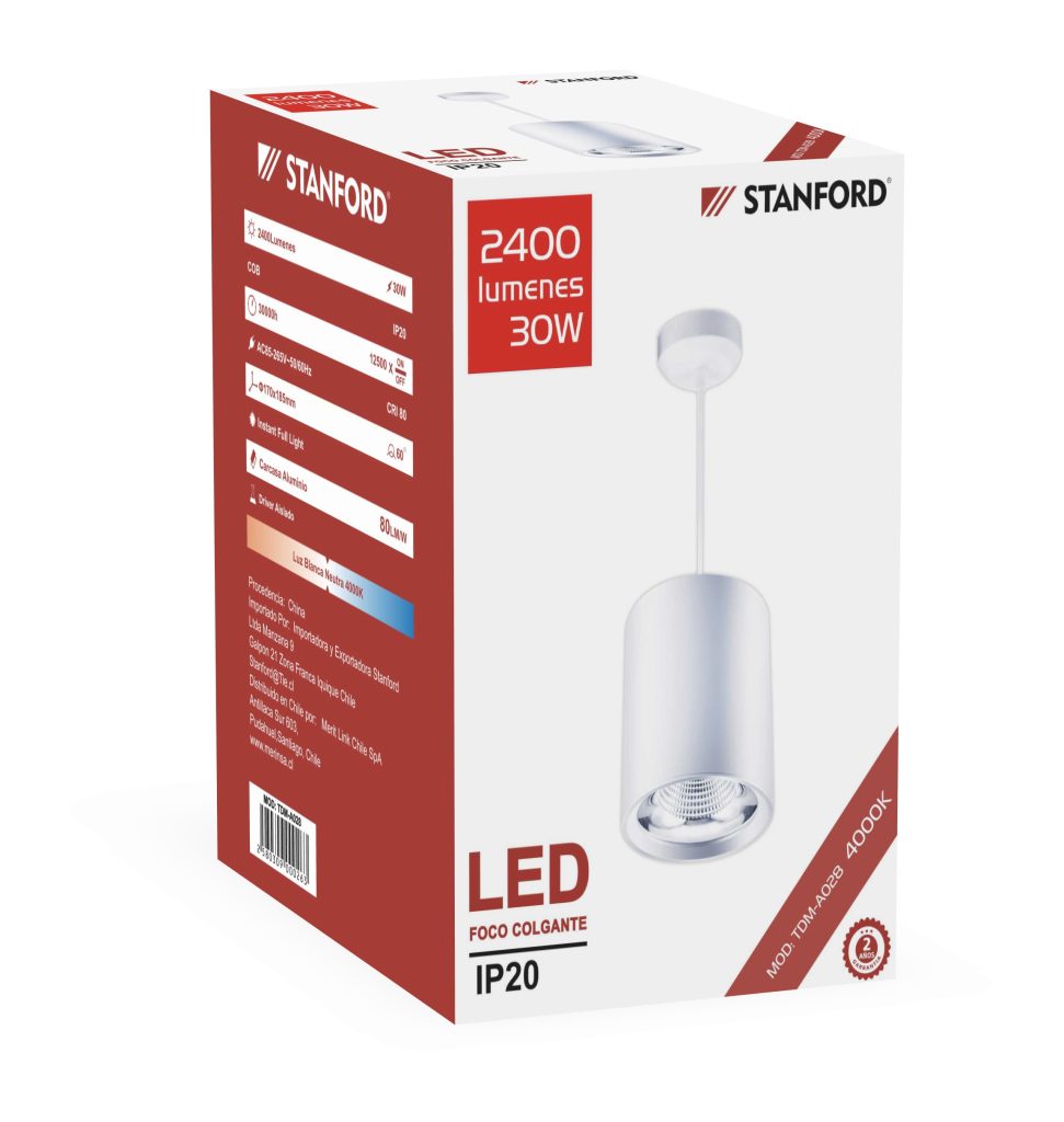 Foco Colgante 30W 4000K STANFORD (2 Años Garantia)
