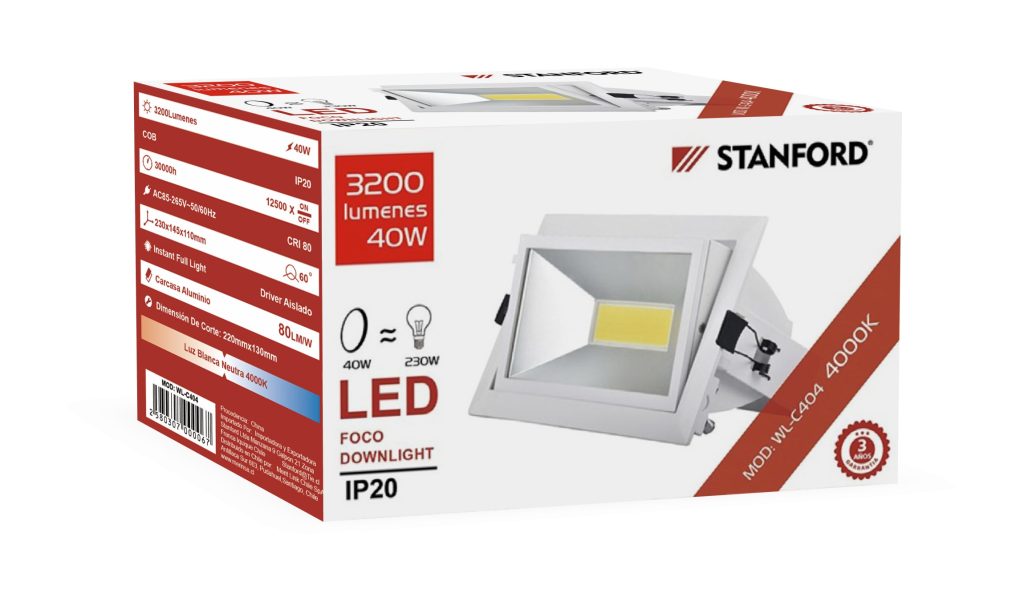 Foco Led Dirigible 40W 4000K STANFORD (CUADRADO)