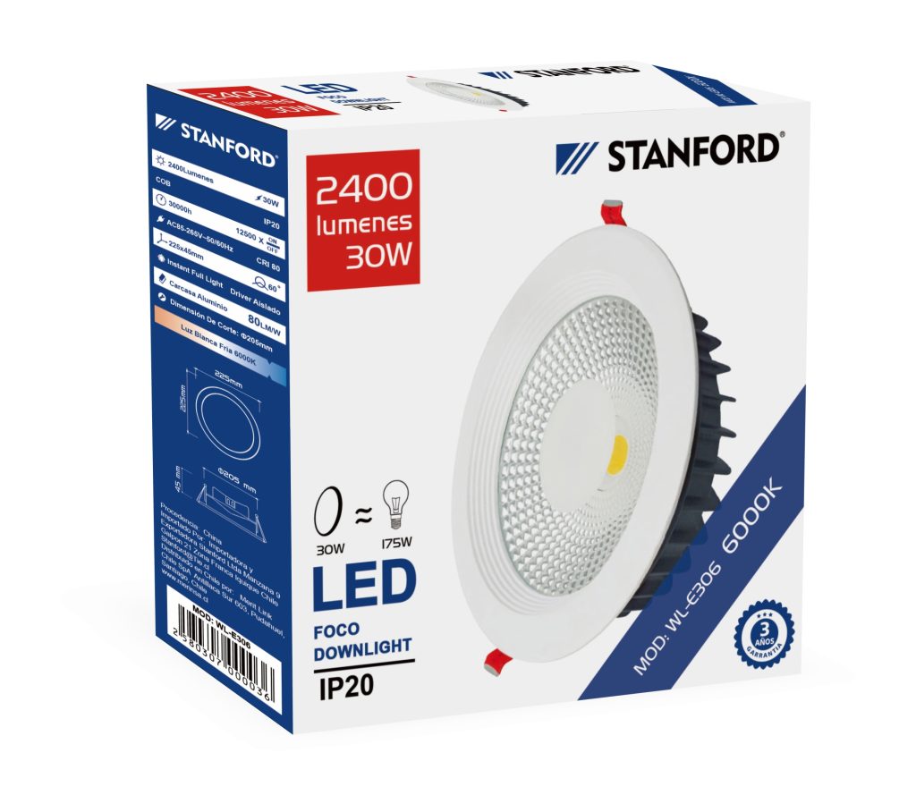 Foco Downlight Concéntrico Opal STANFORD 30W 6500K