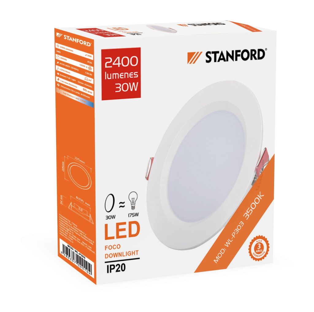 Foco Led Downlight Retraído Opal STANFORD 30W 3500K