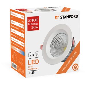 Foco Led Downlight Concéntrico Retraído 50W 3500K