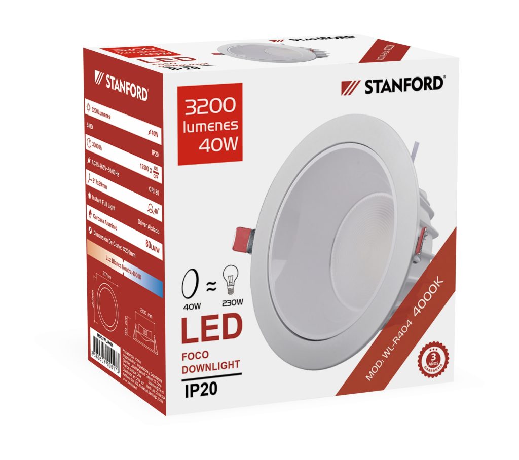 Foco Downlight Retraído 40W 4000K STANFORD