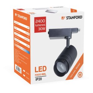 Foco Led Riel GD181 Óptico Regulable STANFORD 3500K 30W Negro