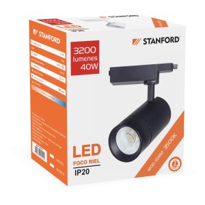 Foco Riel Monofásico Spot STANFORD 12W Negro 3500K