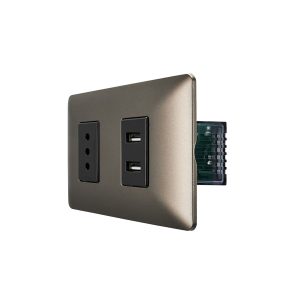 Enchufe Simple 10A 250V + Toma USB Café Stanford