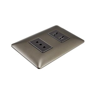 Enchufe Simple 10A 250V + Toma USB Café Stanford