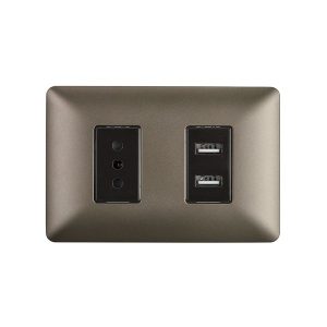 Enchufe Simple 10A 250V + Toma USB Café Stanford