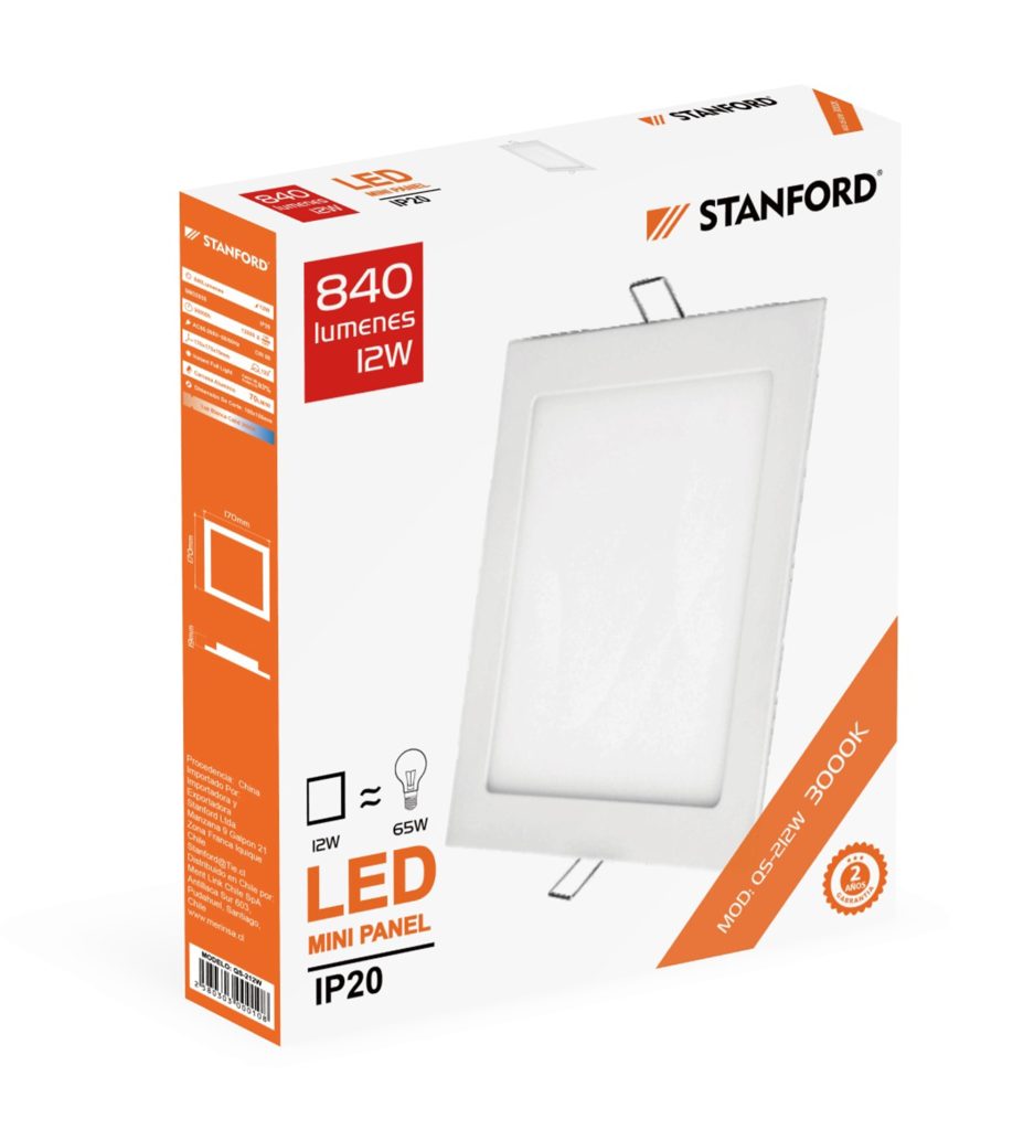 Panel Led Cuadrado Embutido STANFROD 3000K 18W