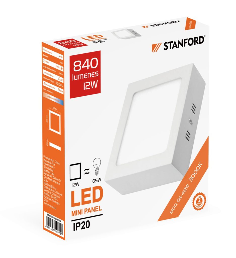 Panel Led Cuadrado Sobrepuesto STANFORD 3000K 12W