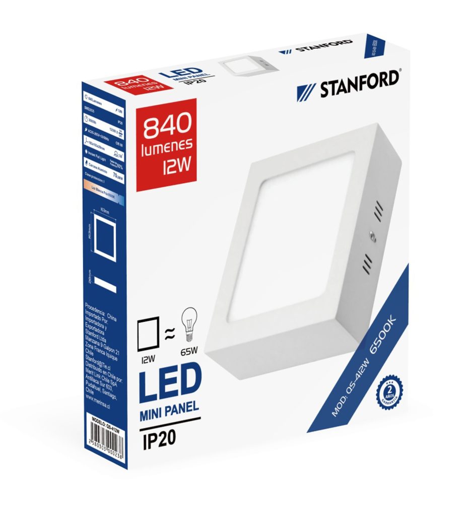 Panel Led Cuadrado Sobrepuesto STANFORD 6500K 6W