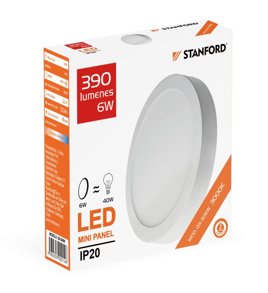 Panel Led Redondo Sobrepuesto STANFORD 3000K 6W