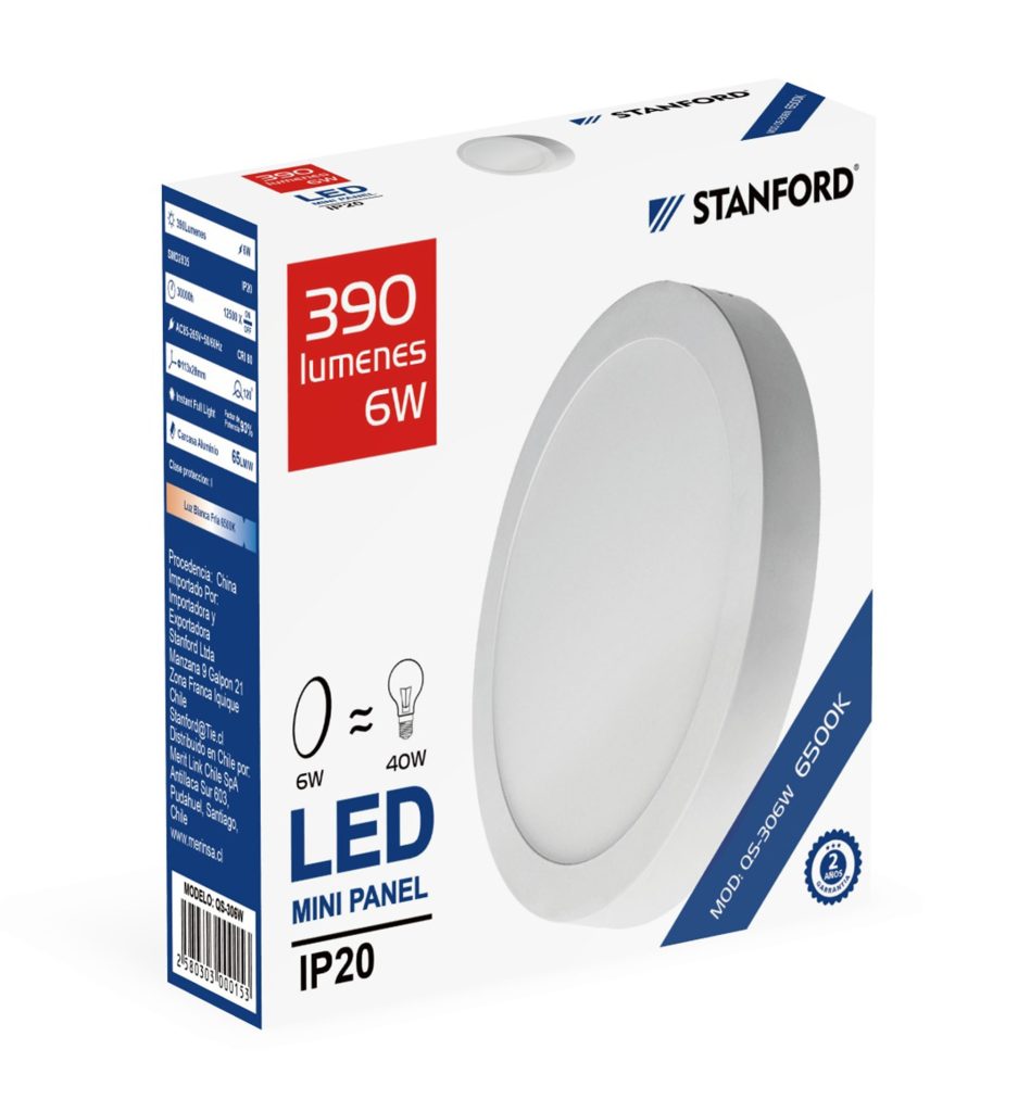 Panel Led Redondo Sobrepuesto STANFORD 6500K 6W