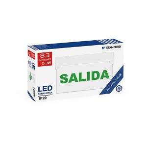 Señalética Salida de Emergencia STANFORD IP20 8.3 Lúmenes 6000K