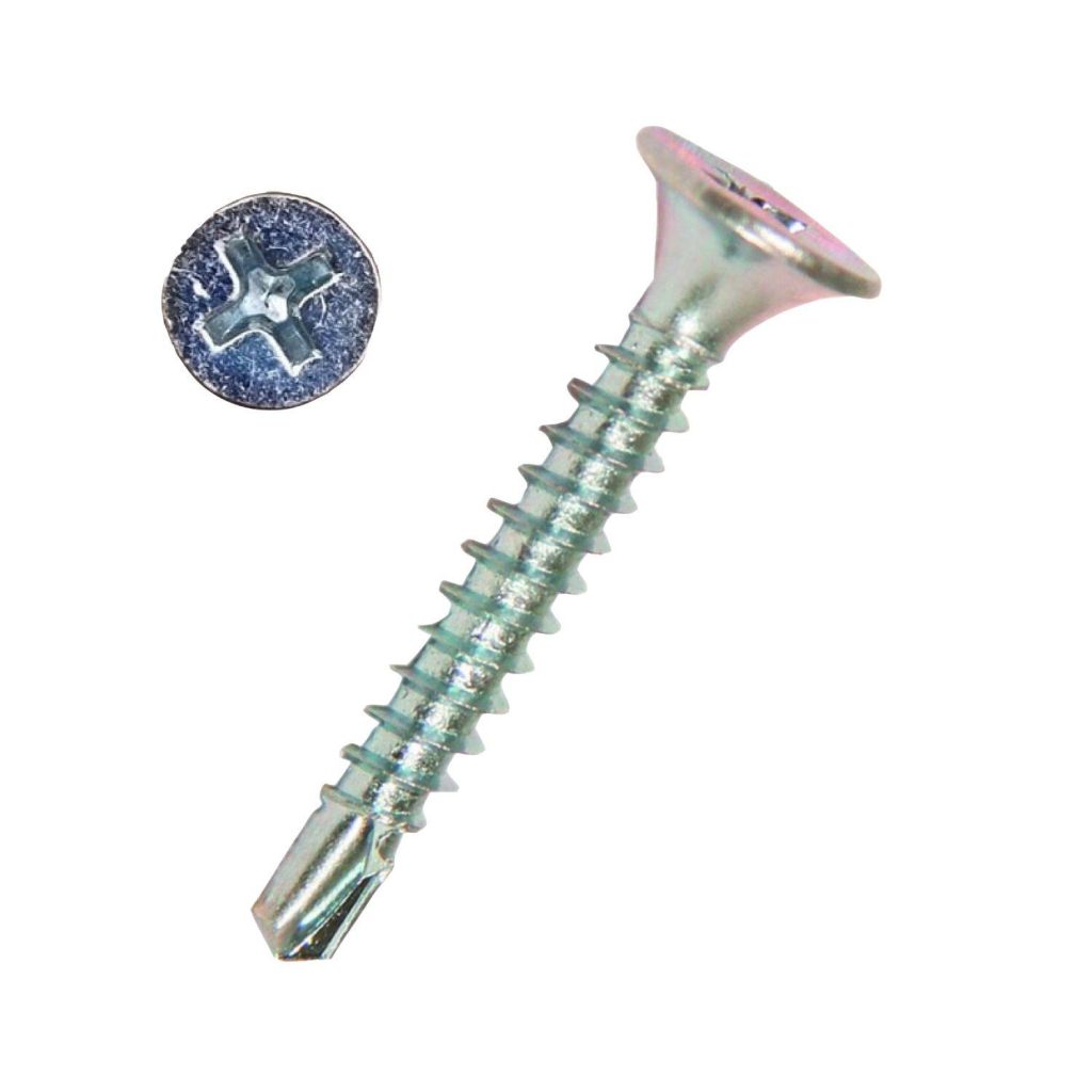 Tornillo para Volcanita Punta Broca Fosfatizada Plateada